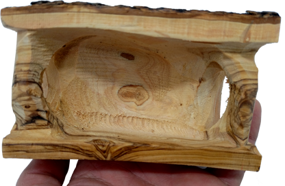 Hand-Carved Olive Wood Mini Tabletop Cave Stable Nativity from Bethlehem