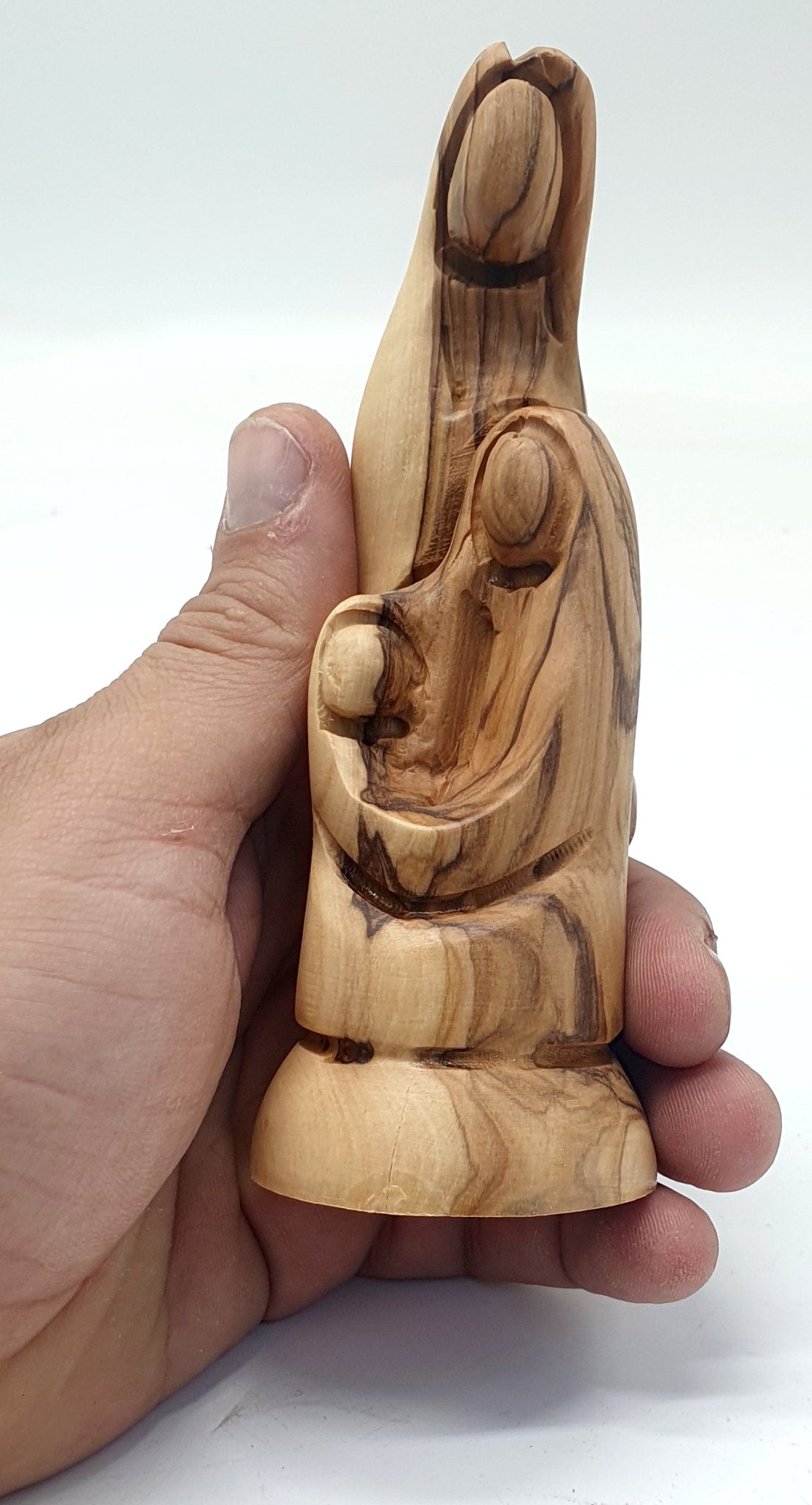 "Sacred Artistry: Zuluf Hand - Carved Olive Wood Holy Family Sculpture - 4.7 Inches | Christmas Gift - Mary and Joseph Figurines - Zuluf