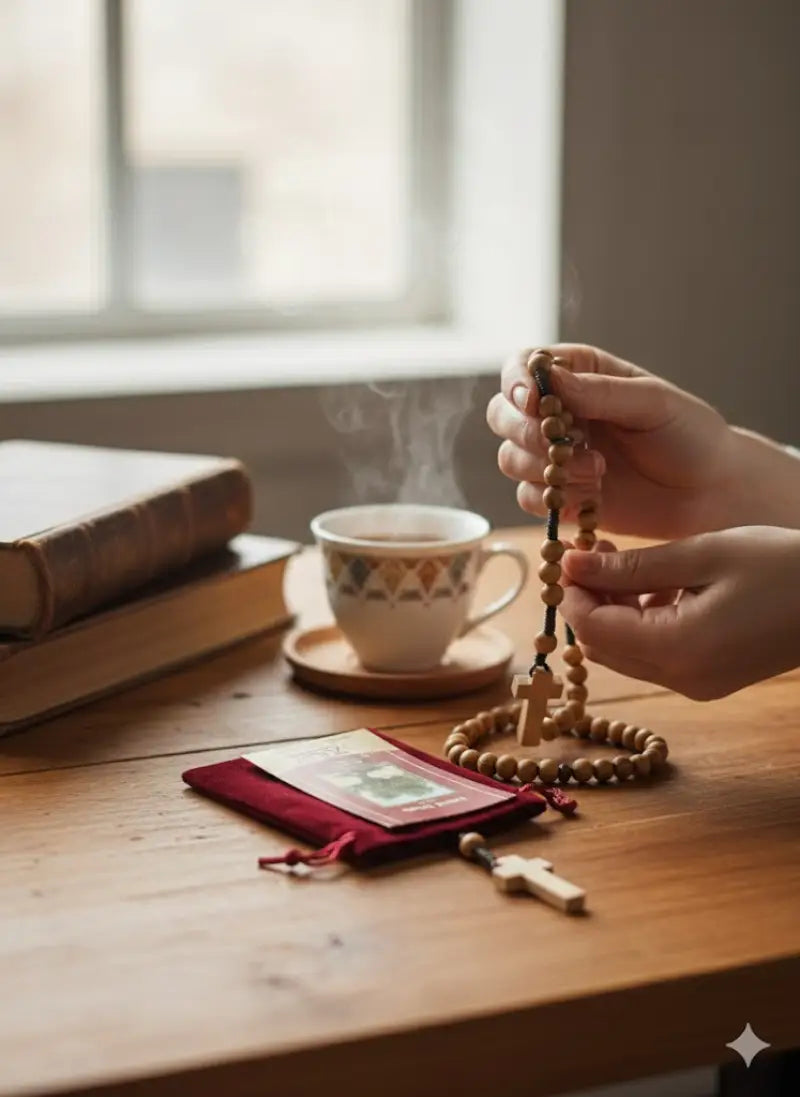 Set of 12 olive wood rosaries handmade in bethlehem – 15.3” catholic wooden rosary with cross includes velvet bags &