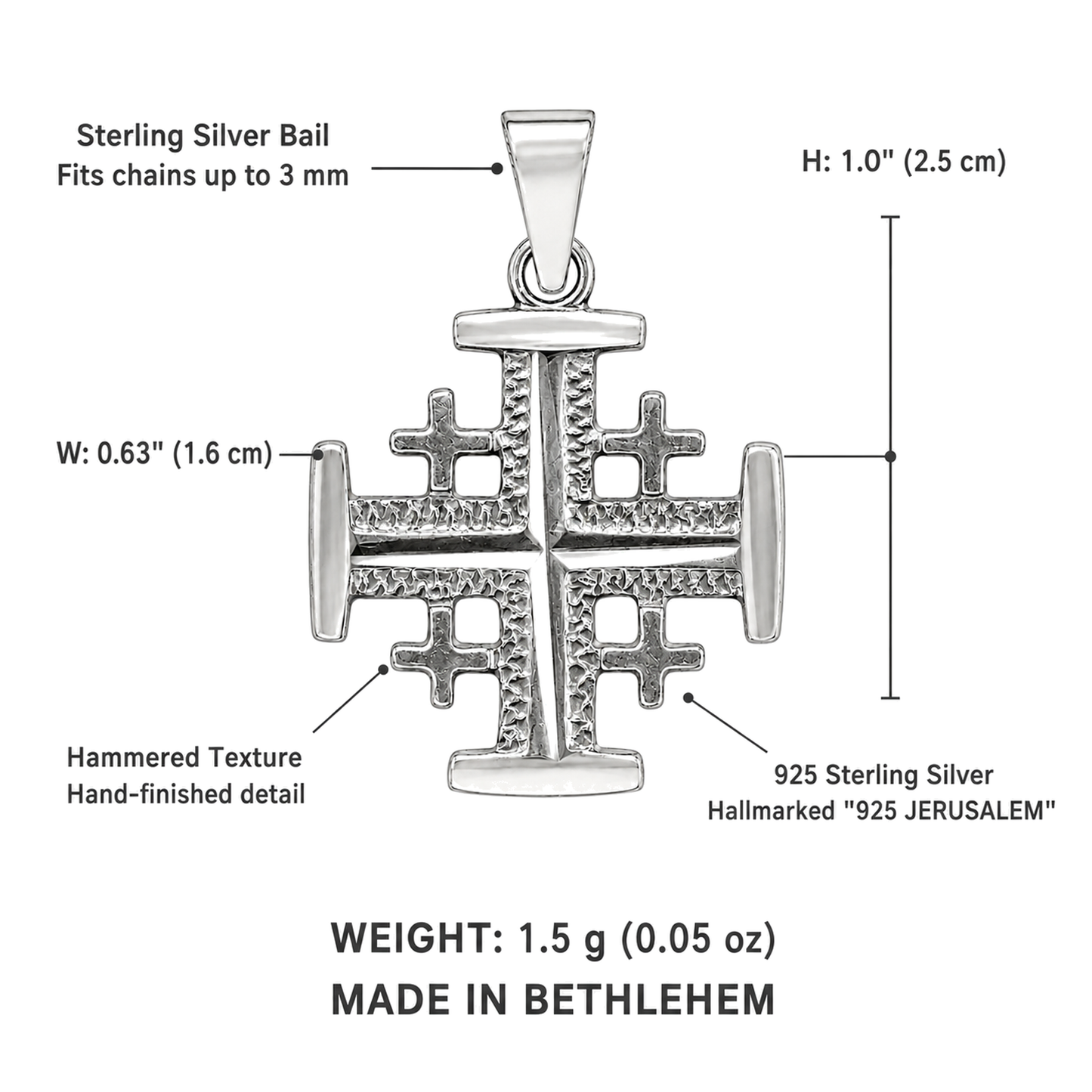 silver jerusalem cross pendant 2 bethlehem