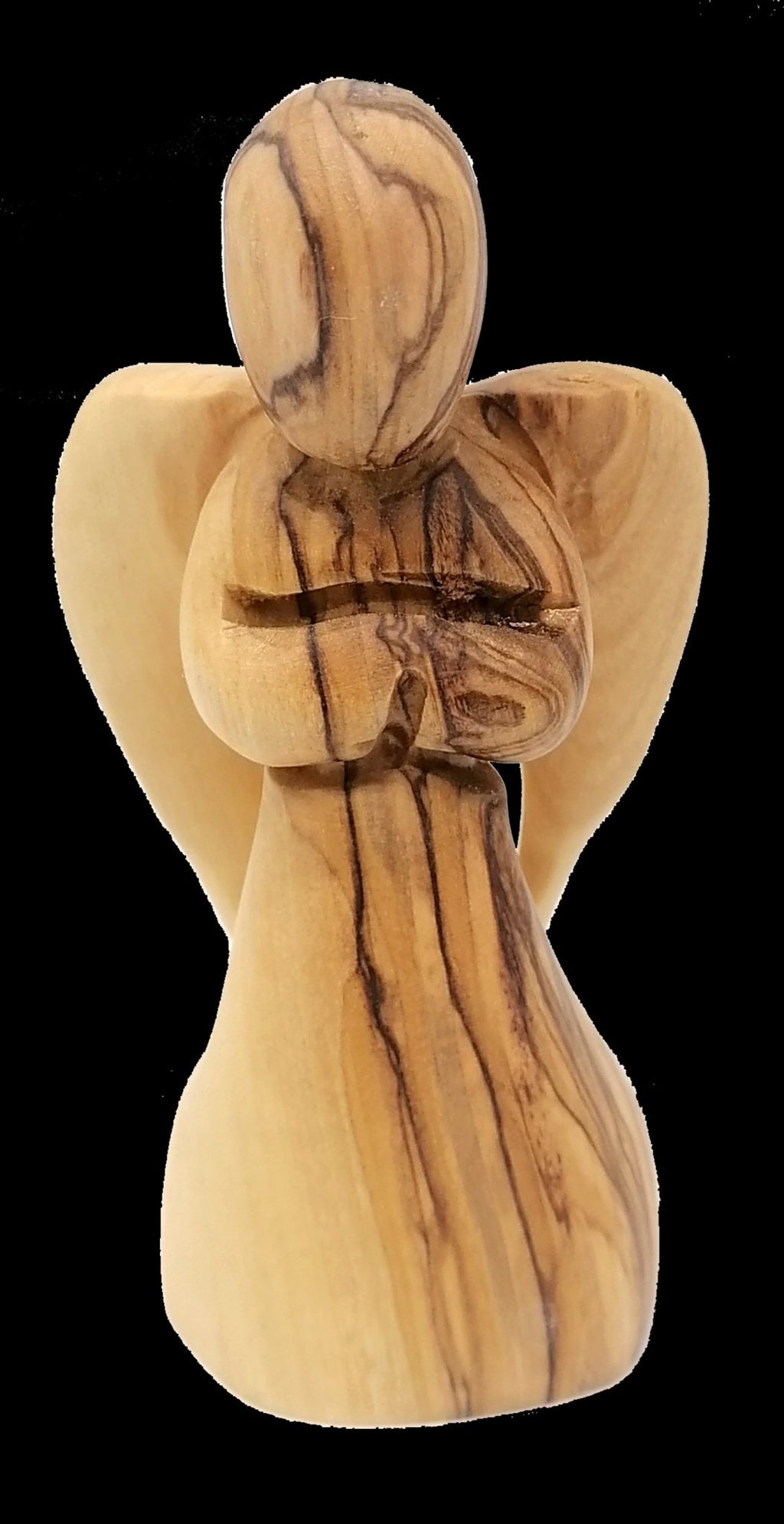 Small Handcrafted Olive Wood Angel Praying - Made in Bethlehem | Perfect Gift & Religious Decor | 3.5X2.1X1.4" - Zuluf