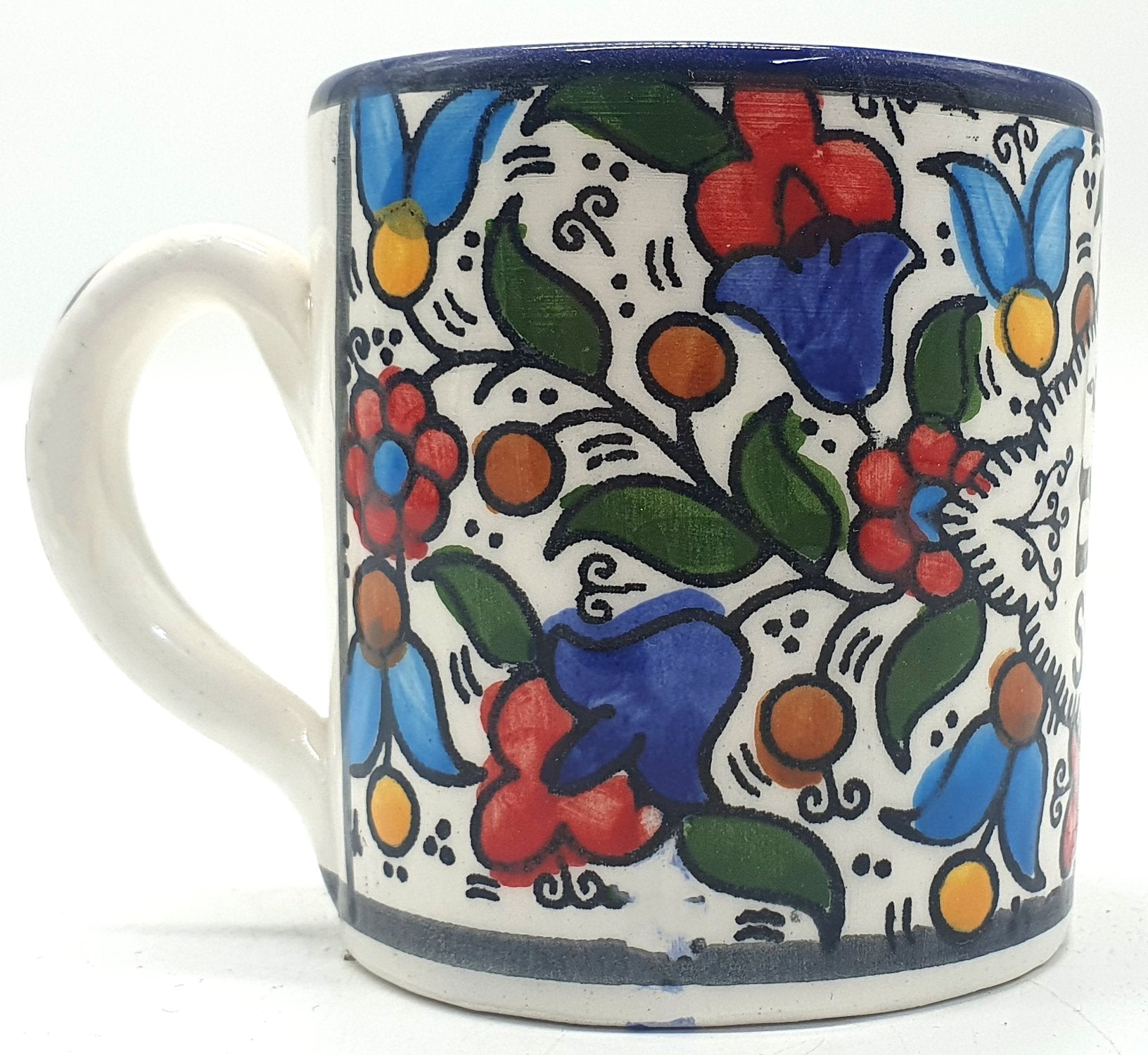 Small Handmade Ceramic Tea Mug - High - Quality Hebron Pottery | Authentic Artisan Mug from Palestine - Zuluf