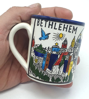 Small Handmade Ceramic Tea Mug - High - Quality Hebron Pottery | Authentic Artisan Mug from Palestine - Zuluf