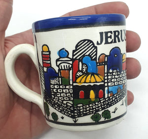 Small Handmade Ceramic Tea Mug - High - Quality Hebron Pottery | Authentic Artisan Mug from Palestine - Zuluf