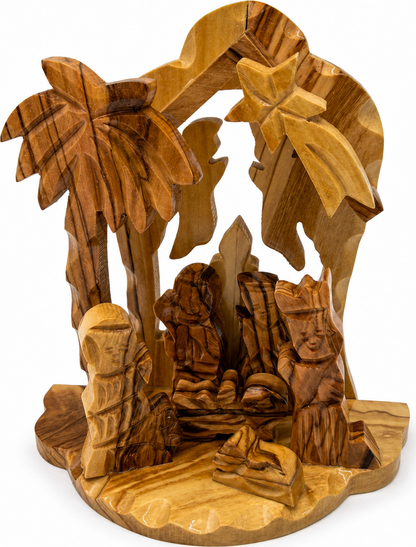 Handmade Small Nativity Set, Hand Carved Olive Wood Holy Family Scene from Bethlehem, hand carved olive wood from Bethlehem