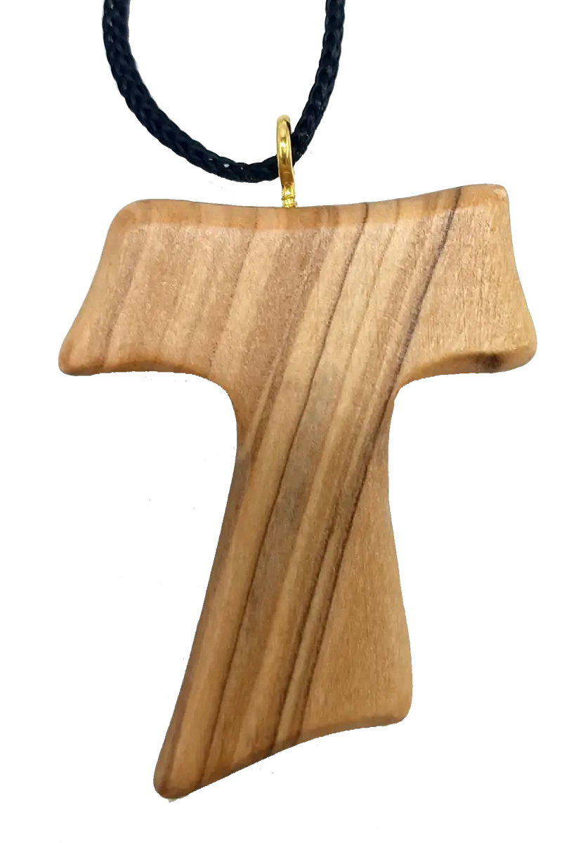 ✝️ tau cross charm necklace – handcrafted olive wood from bethlehem | 1.8x1.7 inches | spiritual symbol of peace &