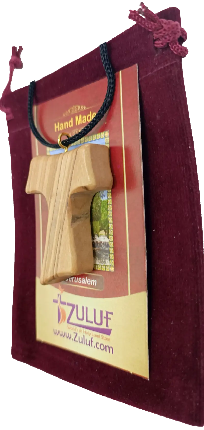 ✝️ tau cross charm necklace – handcrafted olive wood from bethlehem | 1.8x1.7 inches | spiritual symbol of peace &