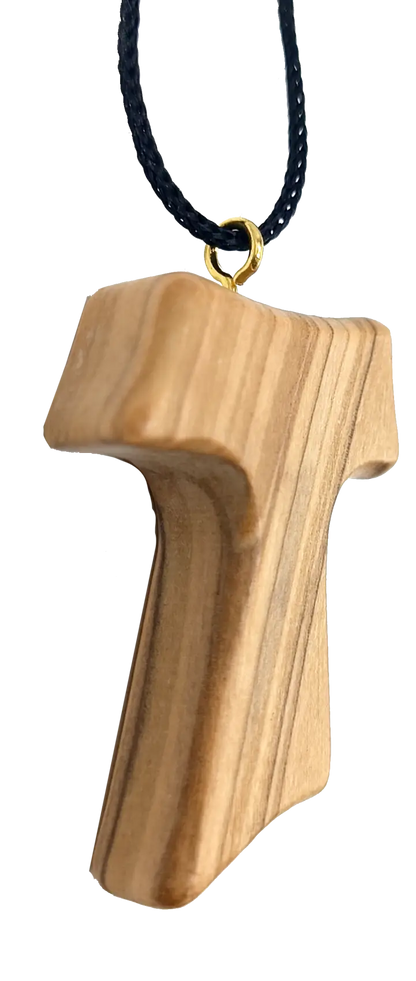 ✝️ tau cross charm necklace – handcrafted olive wood from bethlehem | 1.8x1.7 inches | spiritual symbol of peace &