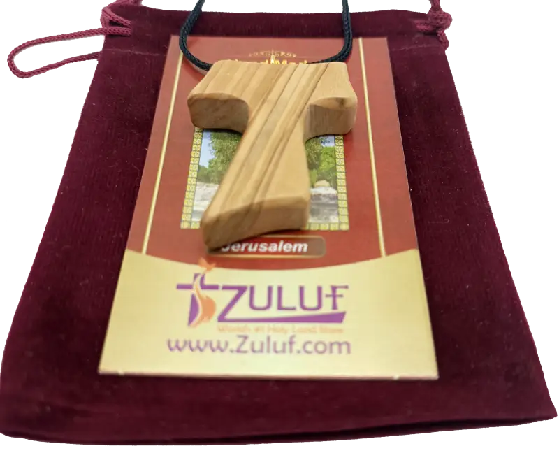 ✝️ tau cross charm necklace – handcrafted olive wood from bethlehem | 1.8x1.7 inches | spiritual symbol of peace &
