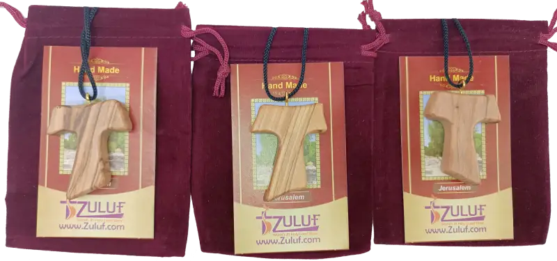 ✝️ tau cross charm necklace – handcrafted olive wood from bethlehem | 1.8x1.7 inches | spiritual symbol of peace &