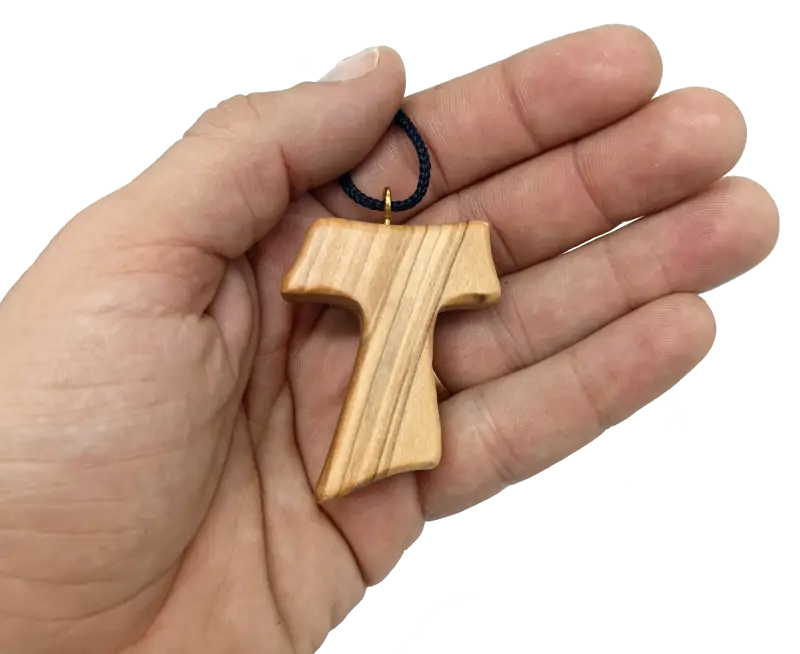 ✝️ tau cross charm necklace – handcrafted olive wood from bethlehem | 1.8x1.7 inches | spiritual symbol of peace &