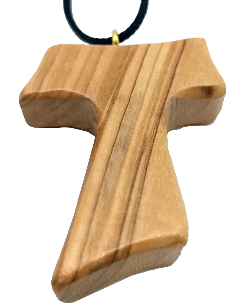 ✝️ tau cross charm necklace – handcrafted olive wood from bethlehem | 1.8x1.7 inches | spiritual symbol of peace &