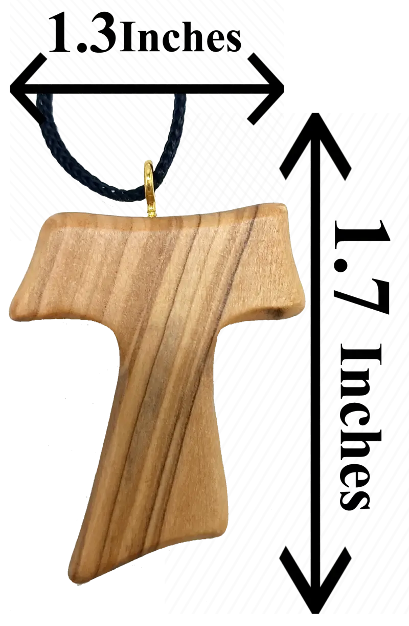 ✝️ tau cross charm necklace – handcrafted olive wood from bethlehem | 1.8x1.7 inches | spiritual symbol of peace &