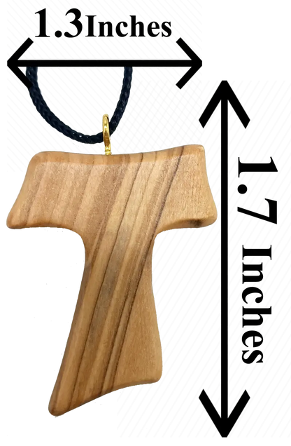 ✝️ tau cross charm necklace – handcrafted olive wood from bethlehem | 1.8x1.7 inches | spiritual symbol of peace &
