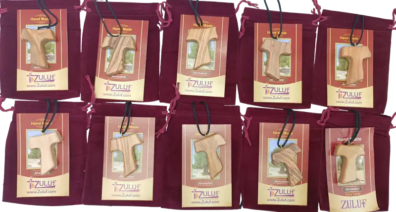 ✝️ tau cross charm necklace – handcrafted olive wood from bethlehem | 1.8x1.7 inches | spiritual symbol of peace &