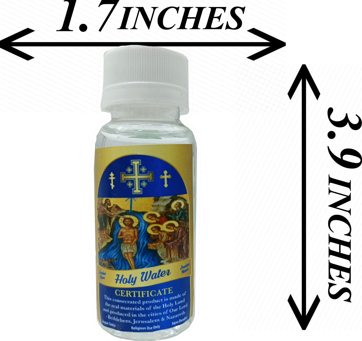 Certified Holy Water from the Jordan River – 3.9" Bottle (75g) | Blessed in Bethlehem, Jerusalem & Nazareth