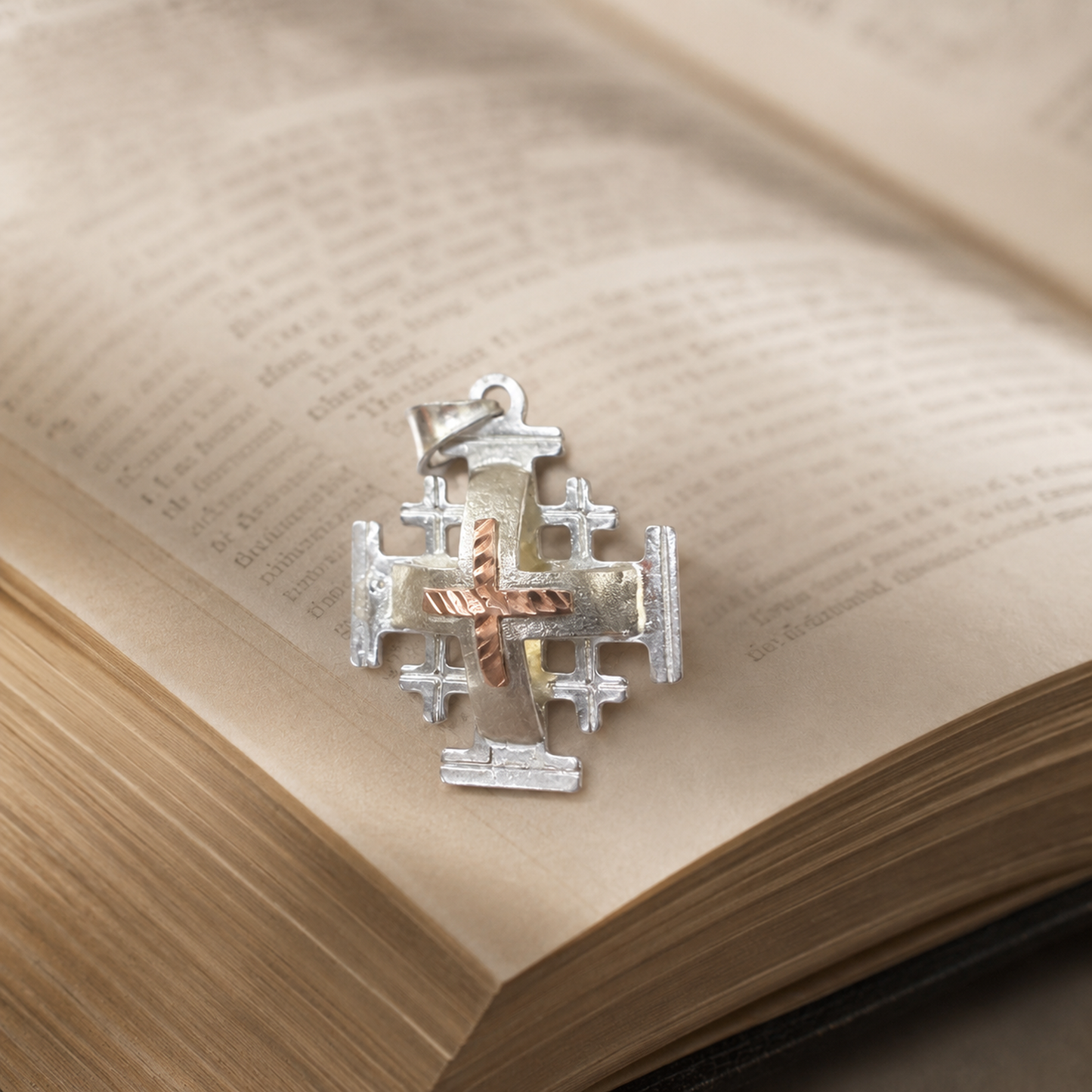 two tone silver rose gold jerusalem cross 5 bethlehem