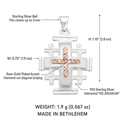 two tone silver rose gold jerusalem cross 2 bethlehem