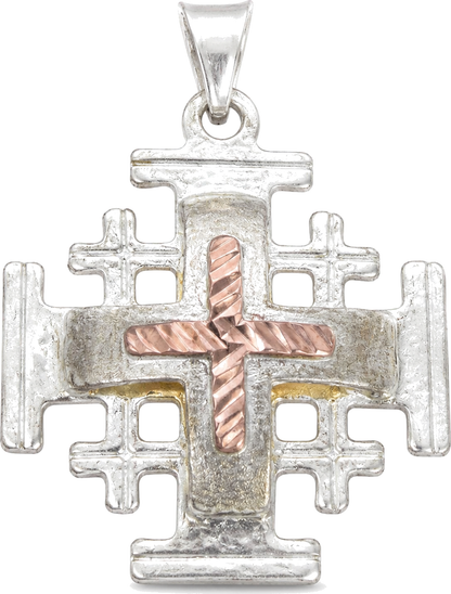 two tone silver rose gold jerusalem cross 1 bethlehem