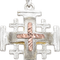Small Two-Tone 925 Sterling Silver Jerusalem Cross Pendant Rose Gold Plated Accent Bethlehem 1.1 inch