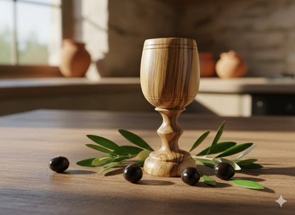 Handmade Olive Wood Medium Cup from Bethlehem | Holy Land Wooden Chalice