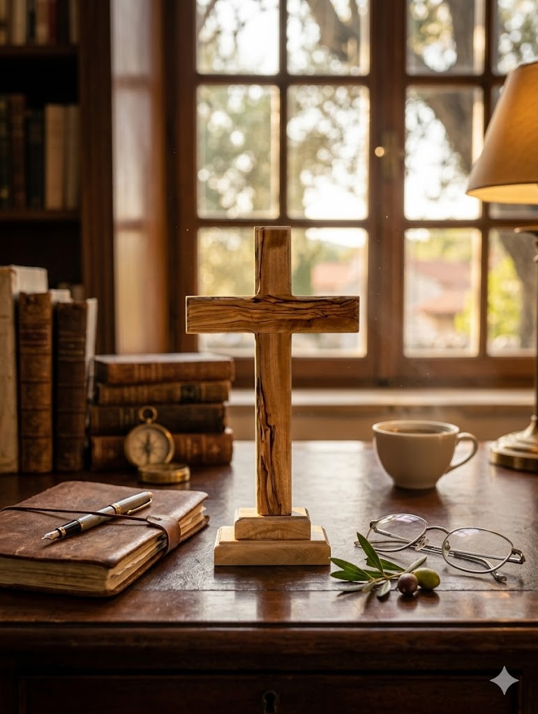 Handmade Olive Wood Cross from Bethlehem – Christian Cross Decor, Holy Land Gift – 6.1" 7.5" 9.25" 11.2" Sizes