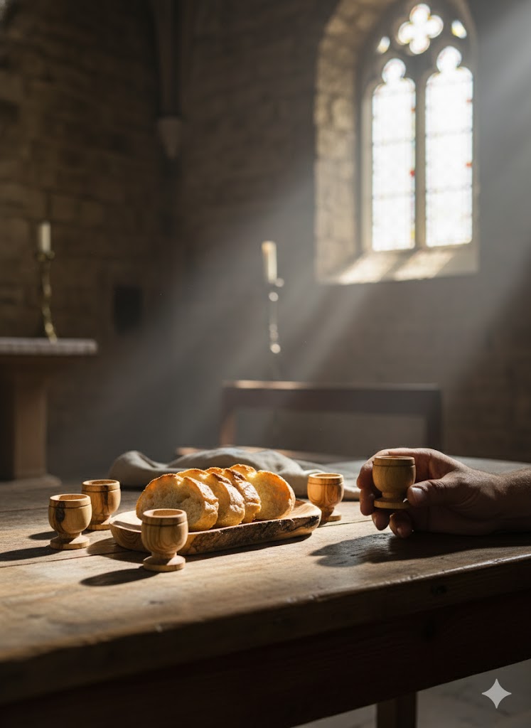 Olive Wood Mini Communion Cups Set of 6 with Bread Dish – Handmade in Bethlehem from Genuine Holy Land Olive Wood