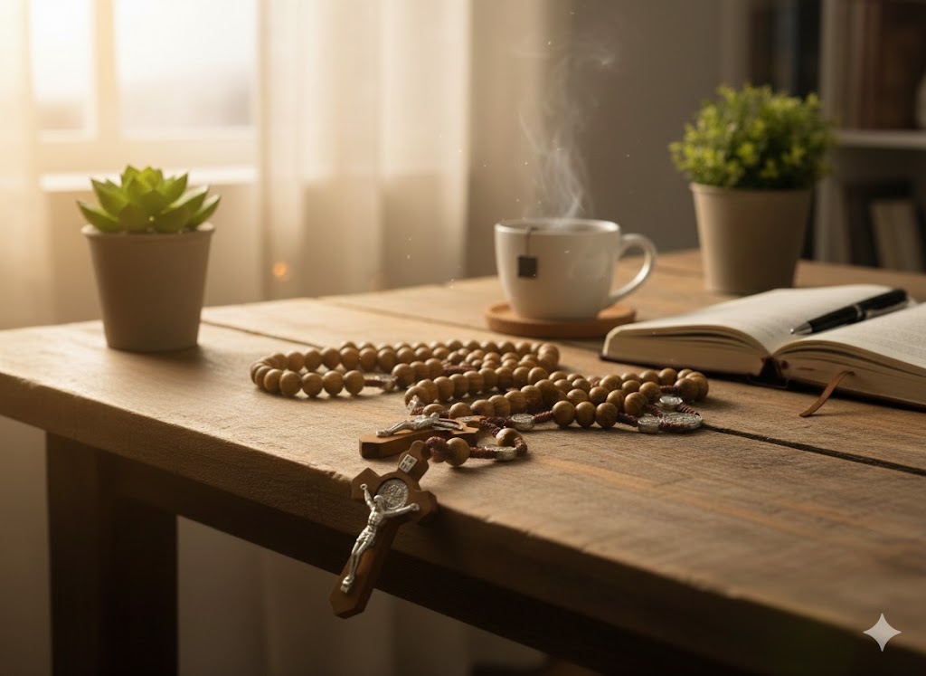 Olive Wood Rosary with Wooden Crucifix & Metal Medals | Classic Prayer Rosary