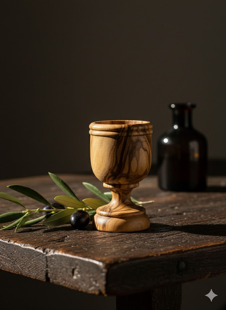 Handcrafted Olive Wood Cup from Bethlehem | Handmade Holy Land Wooden small Cup by Zuluf