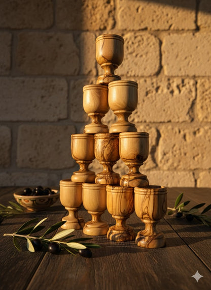 Handcrafted Olive Wood Cup from Bethlehem | Handmade Holy Land Wooden small Cup by Zuluf