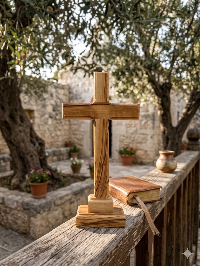Handmade Olive Wood Cross from Bethlehem – Christian Cross Decor, Holy Land Gift – 6.1" 7.5" 9.25" 11.2" Sizes