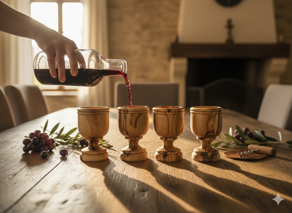 Handcrafted Olive Wood Cup from Bethlehem | Handmade Holy Land Wooden small Cup by Zuluf
