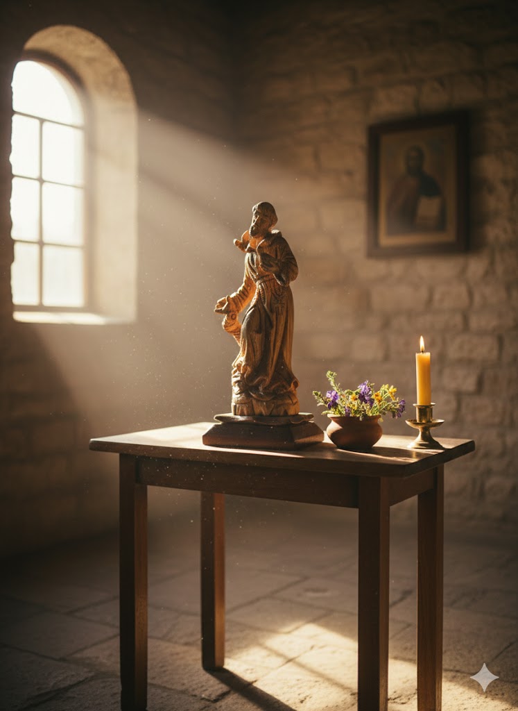 Hand Carved Olive Wood St. Francis of Assisi Statue | Handmade Bethlehem Holy Land Christian Sculpture — 13.1 Inch
