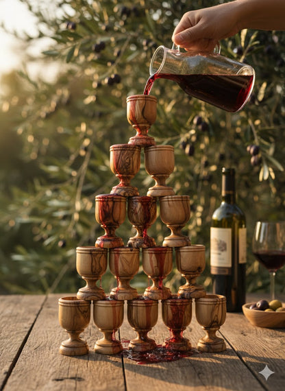 Handcrafted Olive Wood Cup from Bethlehem | Handmade Holy Land Wooden small Cup by Zuluf