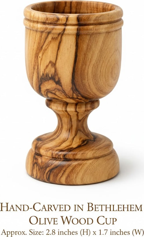 Handcrafted Olive Wood Cup from Bethlehem | Handmade Holy Land Wooden small Cup by Zuluf