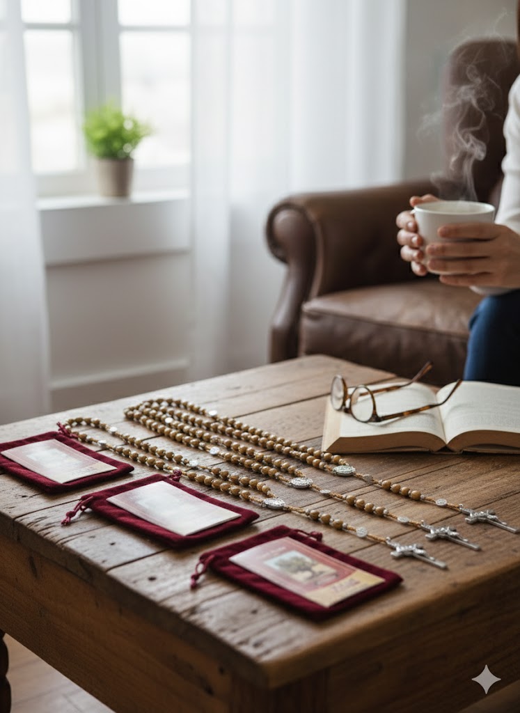 Olive Wood Rosary with Metal Crucifix & Medals | Classic Prayer Rosary