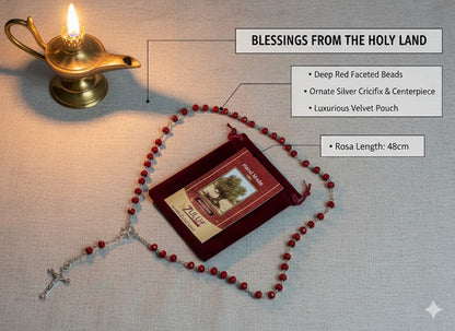 Red Catholic Rosary with Silver-Tone Crucifix – 18.8” Prayer Beads – Includes Velvet Bag & Certificate – Available as Single Rosary or Set of 3 – Christian Gift
