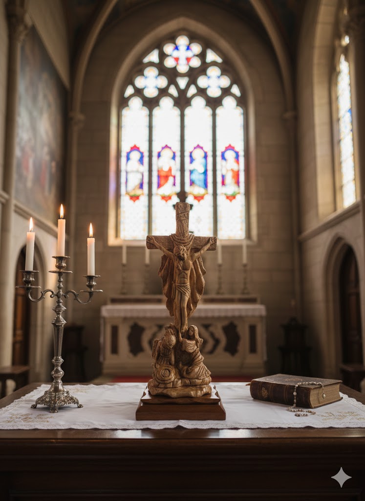 Hand-Carved Olive Wood Crucifix from Bethlehem – Jesus on the Cross – Large Christian Wall & Table Sculpture — 17.9 Inch
