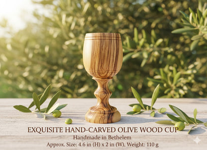 Handmade Olive Wood Medium Cup from Bethlehem | Holy Land Wooden Chalice