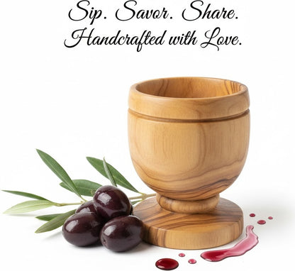Handcrafted Olive Wood Cup from Bethlehem | Small Wooden Communion or Prayer mini Cup | Holy Land Artisan Craft | 1.57" x 1.38"