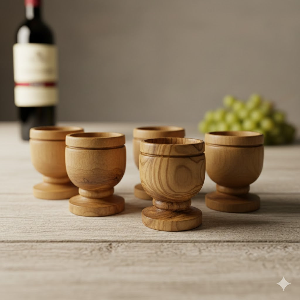 Handcrafted Olive Wood Cup from Bethlehem | Small Wooden Communion or Prayer mini Cup | Holy Land Artisan Craft | 1.57" x 1.38"