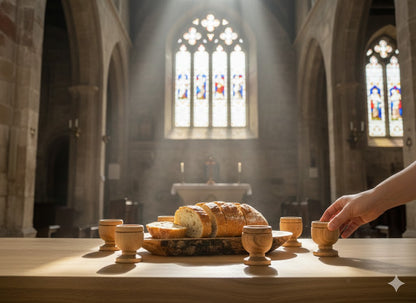 Olive Wood Mini Communion Cups Set of 6 with Bread Dish – Handmade in Bethlehem from Genuine Holy Land Olive Wood