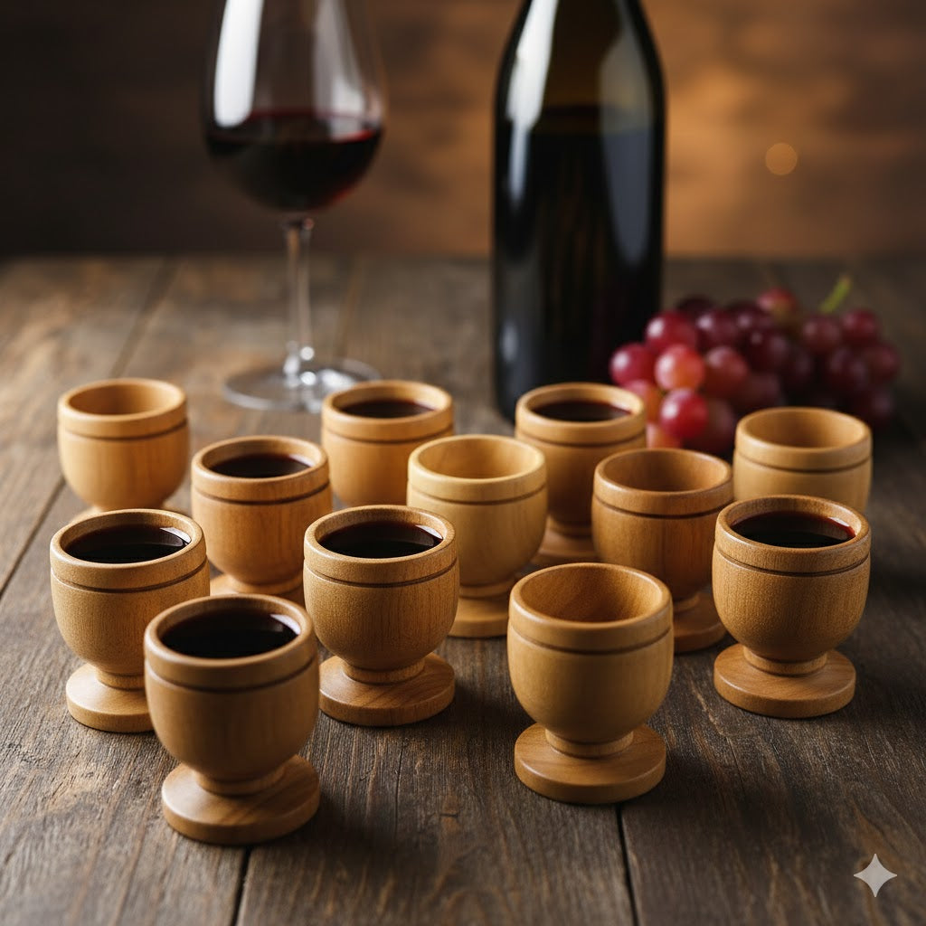 Handcrafted Olive Wood Cup from Bethlehem | Small Wooden Communion or Prayer mini Cup | Holy Land Artisan Craft | 1.57" x 1.38"