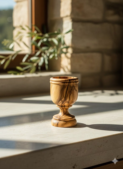 Handcrafted Olive Wood Cup from Bethlehem | Handmade Holy Land Wooden small Cup by Zuluf