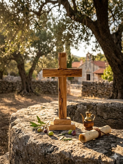 Handmade Olive Wood Cross from Bethlehem – Christian Cross Decor, Holy Land Gift – 6.1" 7.5" 9.25" 11.2" Sizes