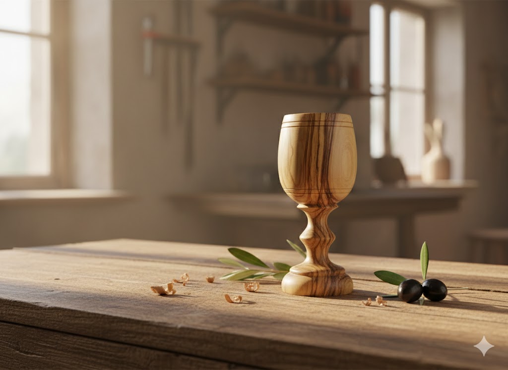 Handmade Olive Wood Medium Cup from Bethlehem | Holy Land Wooden Chalice