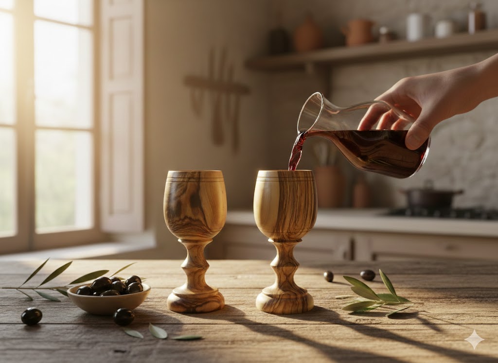 Handmade Olive Wood Medium Cup from Bethlehem | Holy Land Wooden Chalice