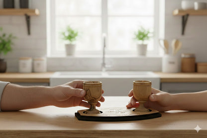 Handmade Olive Wood Wine and Water Tray from Bethlehem
