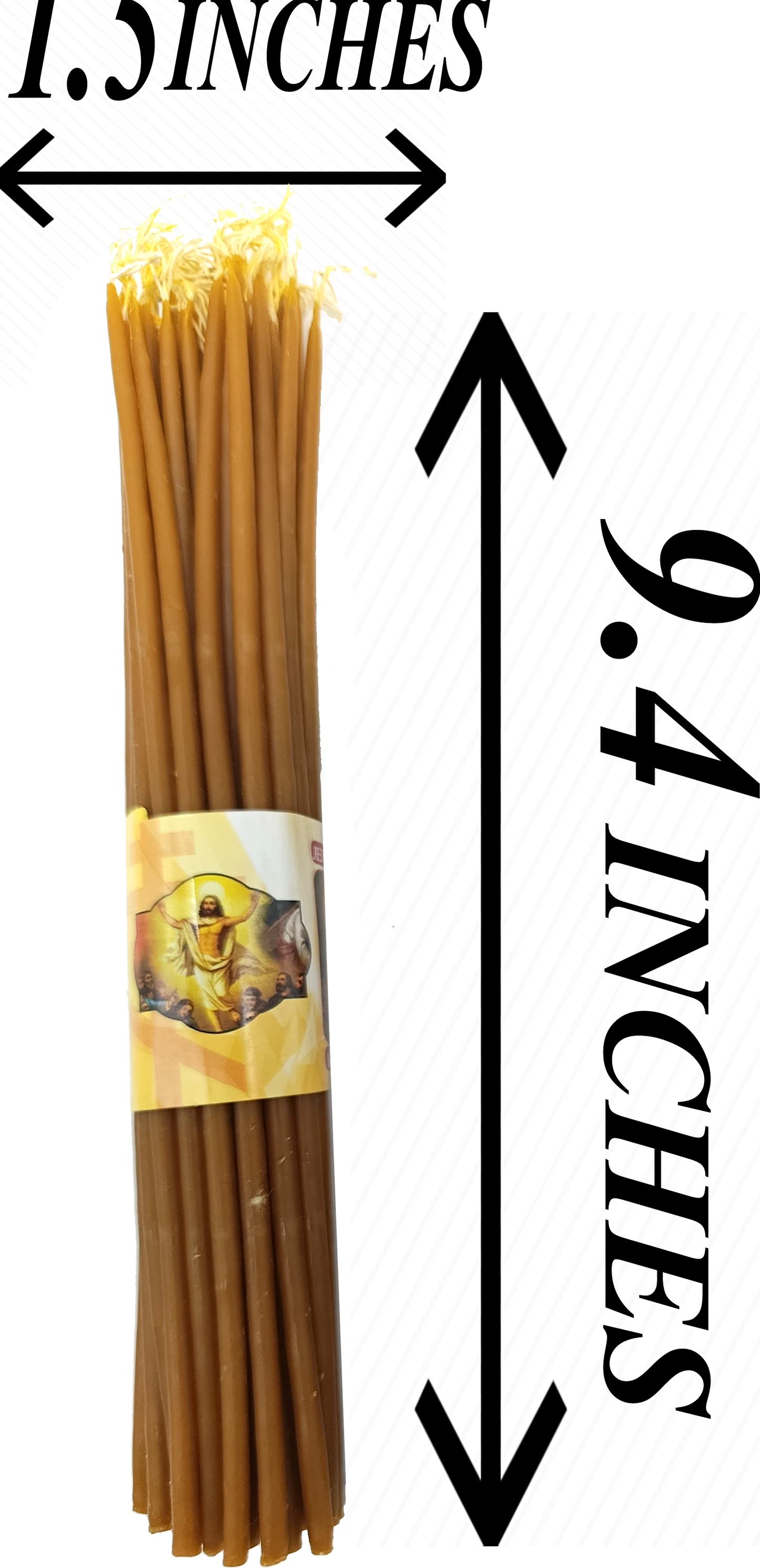 Holy Land Beeswax Prayer Candles (3-Pack) – 9.6" Long | Handmade in Jerusalem | 300g Total Weight
