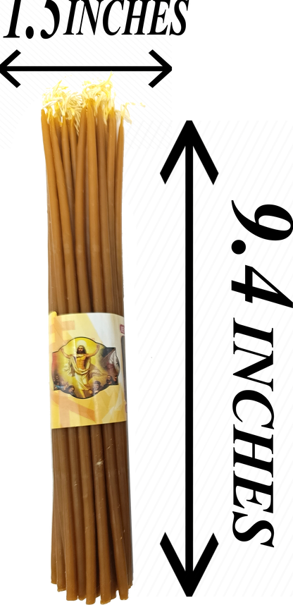 Holy Land Beeswax Prayer Candles (3-Pack) – 9.6" Long | Handmade in Jerusalem | 300g Total Weight